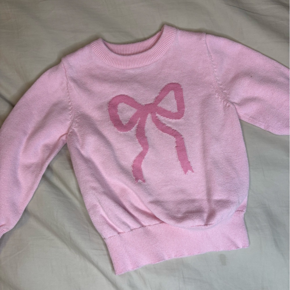 Adorable Pink Bow Kids Sweater